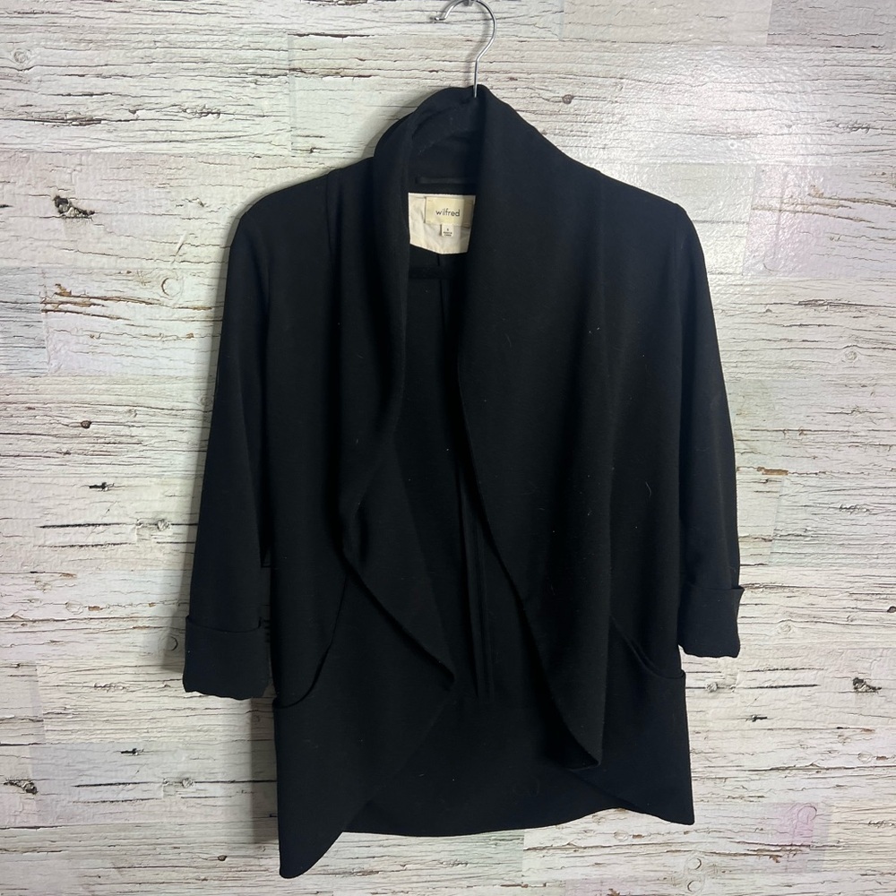 Aritzia Wilfred Black Chevalier Open Jacket Blazer Pockets Size 0